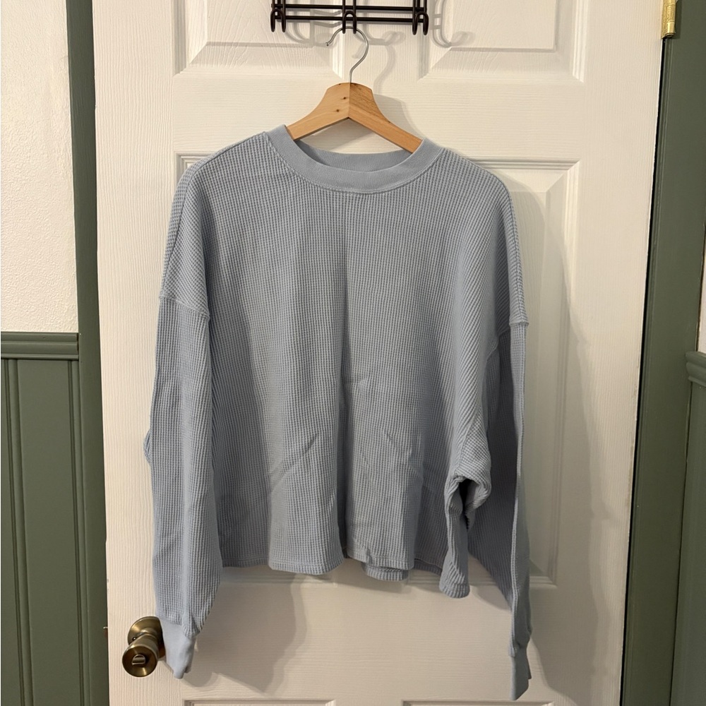 Abercrombie & Fitch Light Blue Waffle Cozy Long Sleeve Top Size S/M